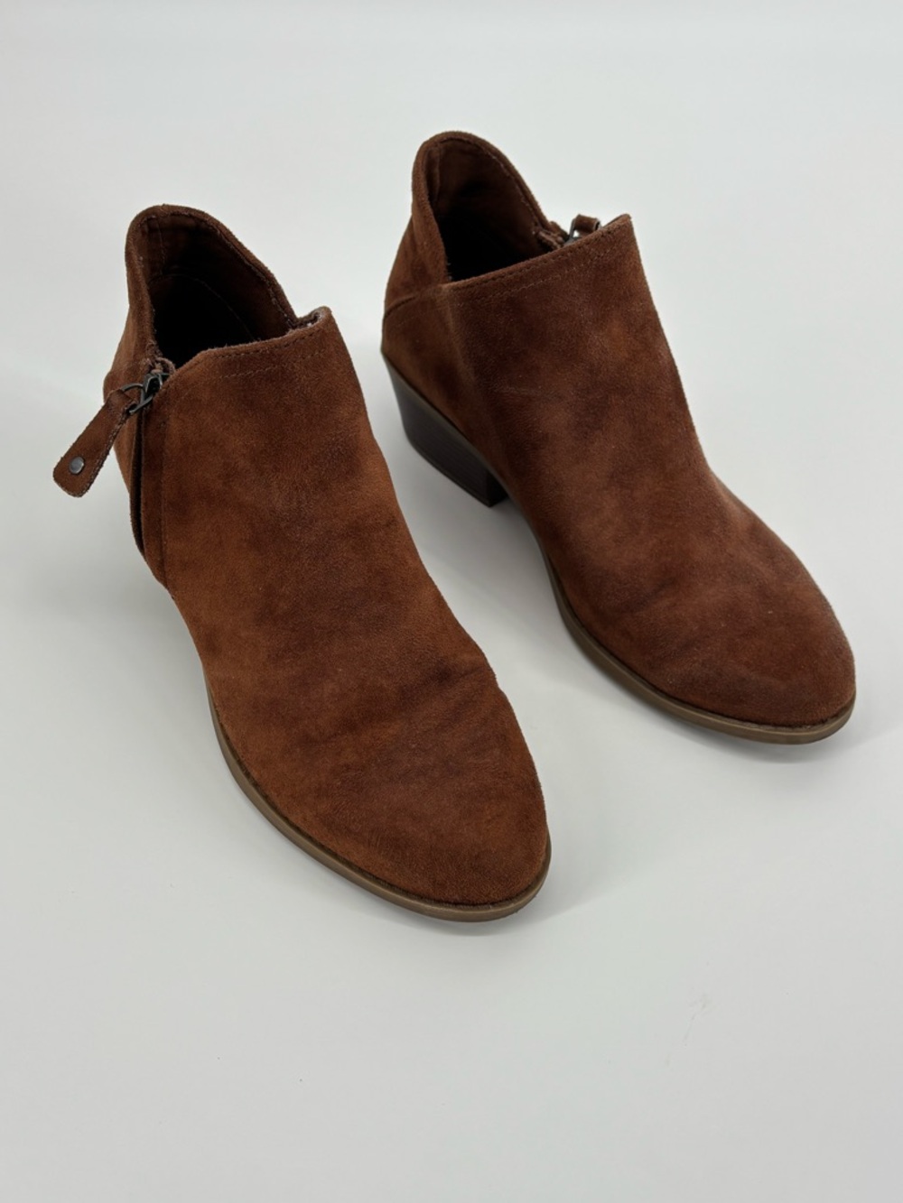 SO Angelfish Women's Ankle Boots Cognac Brown Faux Suede Booties Size 7.5 M